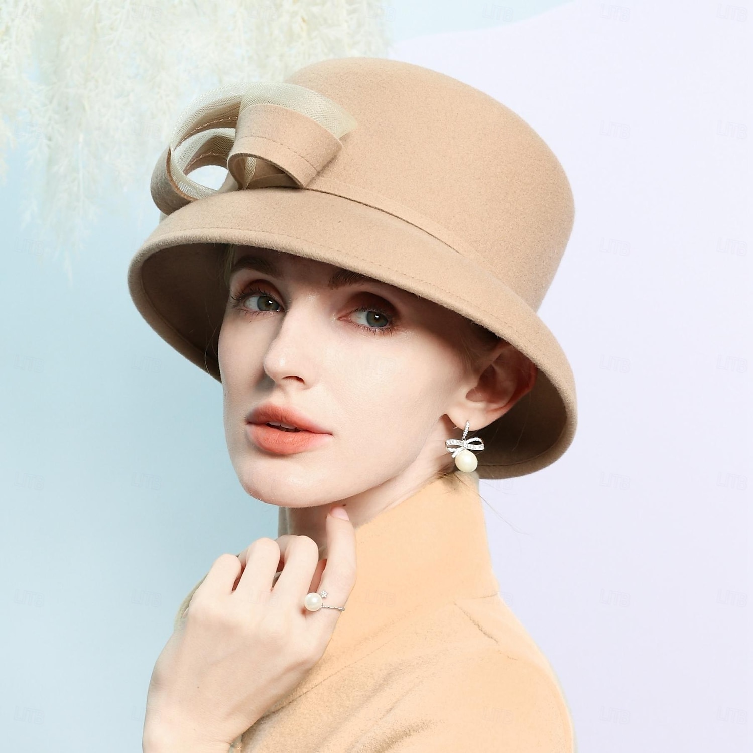 hatter 100% ull bowler / cloche lue bøtte lue bryllup teselskap elegant bryllup med bowknot skjøting hodeplagg hodeplagg 2025 - $74.99 –P4
