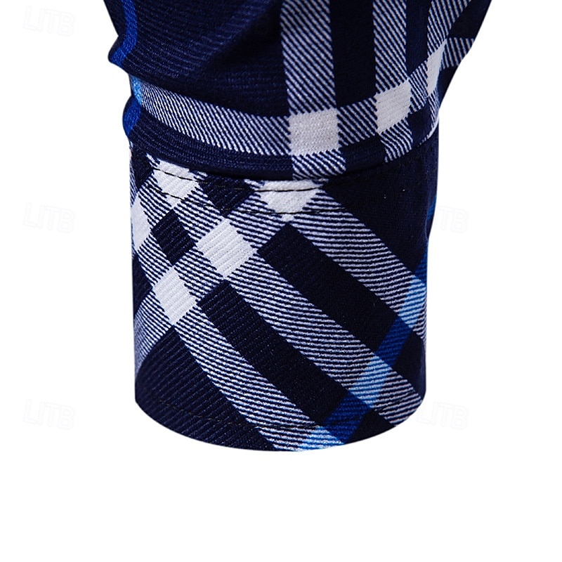 Herren Hemd Sommerhemd Freizeithemd Knopfhemd Karierte Hemden Rote Blau Langarm Karomuster Revers Urlaub Ferien Button-Down Bekleidung Polyester Mode Lässig Bequem 2025 - $13.99 –P9