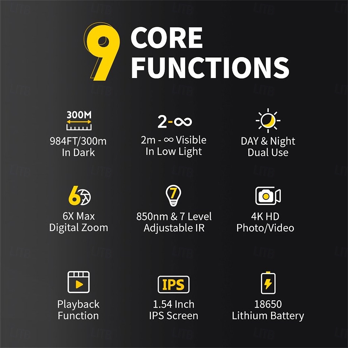 Vision nocturne numérique 4K 300 m de vision nocturne complète Utilisation de jour comme de nuit Prise en charge du zoom 6x Prise de photos en résolution 36MP Enregistrement vidéo 4K de 2025 ? $143.99 –P8
