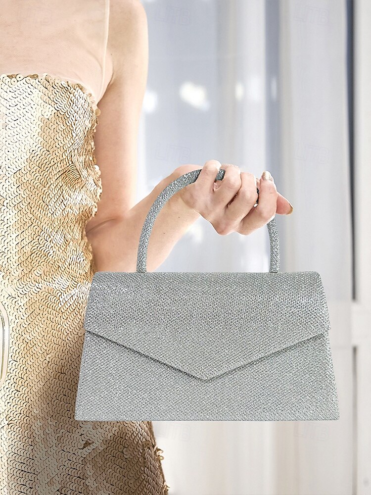 Dames Koppeling Avondtasje Schoudertassen Klep tas Polyesteri Feest Bruiloft Ketting Grote capaciteit Multi-dragen Effen Kleur Zilver Zwart Lichtbruin 2025 - $24.99 –P3