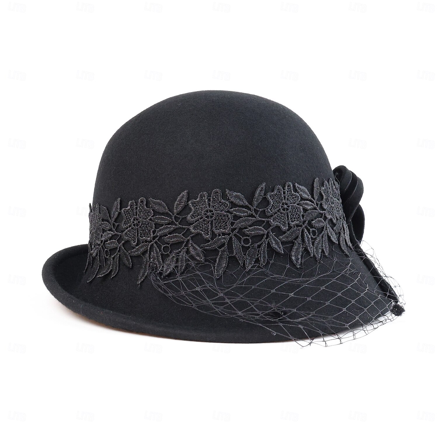 kalapok 100% gyapjú tányér / cloche kalap vödör sapka cilinder tea party elegáns esküvő csipke szalagokkal fejdísz fejfedő 2025 - $43.99 –P20