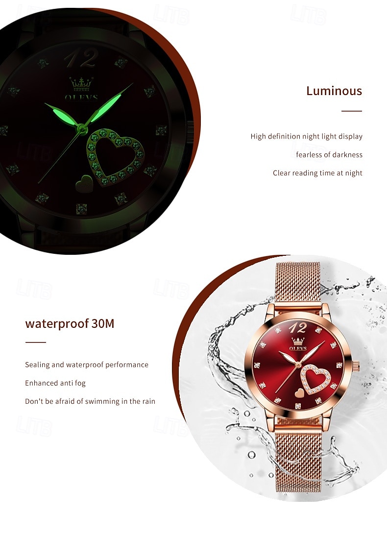 OLEVS Women Quartz Watch Fashion Casual Wristwatch Luminous Waterproof Decoration Stainless Steel Watch 2025 - $43.99 –P11