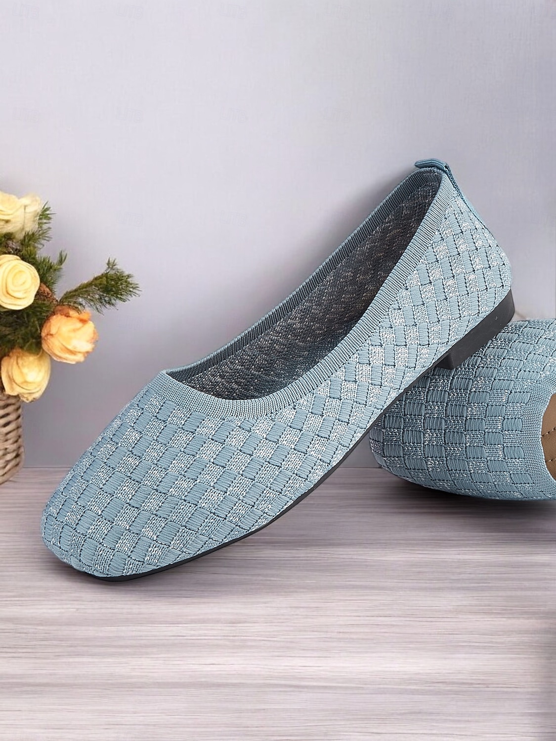 ballerines en tricot bleu pour femmes avec semelle intérieure coussinée - chaussures confortables et élégantes pour le travail et le quotidien de 2025 ? $24.99 –P6