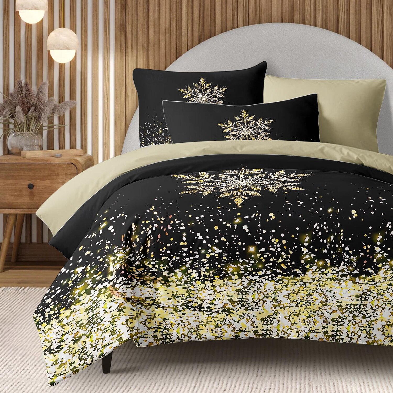Duvet Cover Set with Glitter Snowflake Design, 100% Cotton, Soft and Breathable Bedding Set, Includes Duvet Cover and Pillowcases, Elegant and Stylish for Winter Décor, Durable and Machine Washable 2025 - $60.99 –P13