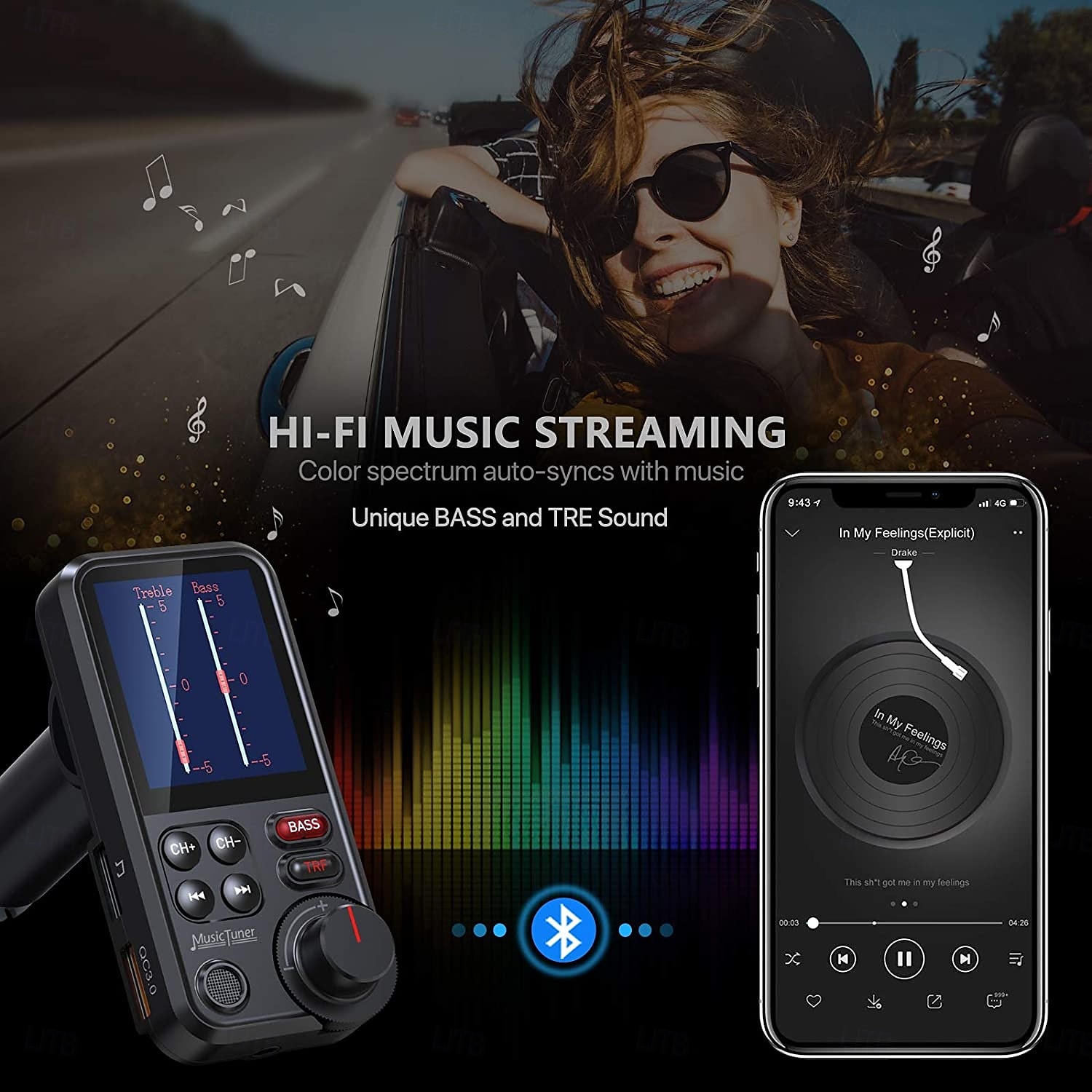 bt93 автомобильный комплект громкой связи bluetooth 5.0 трансмистер fm qc3.0 быстрая зарядка беспроводной автомобильный mp3-плеер bluetooth автомобильный трансмитер fm 2025 - $47.99 –P4