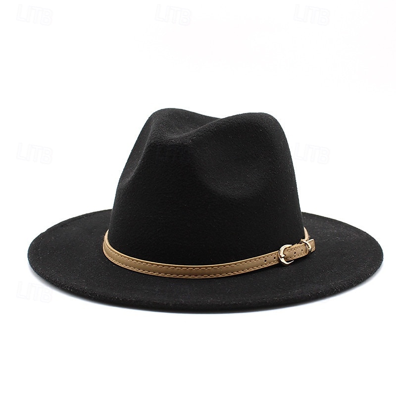 Men's Kentucky Derby Hat Sun Hat Cowboy Hat Fedora Trilby Hat Black White Woolen Vintage Style Fashion 18th Century State of Texas Daily Theme Party Solid / Plain Color Sunscreen Cosplay 2025 - $9.99 –P3