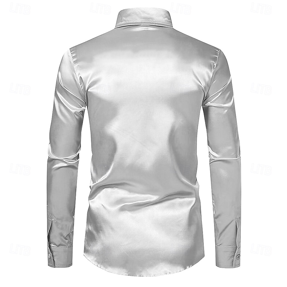 Herr Reste sig Casual skjorta Knapp upp skjorta Långärmad Mode Casual Fest Ledigt Vår Höst Nedvikt Knappen uppåt Svart Gul Rubinrött Blå 2025 - $31.99 –P5