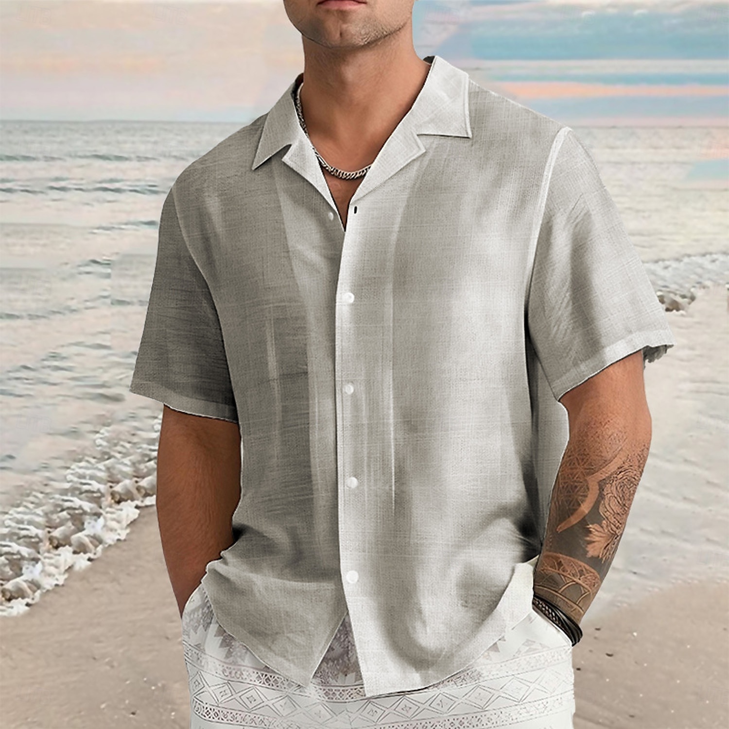 Men's Linen Shirt Cotton Linen Shirt White Cotton Shirt