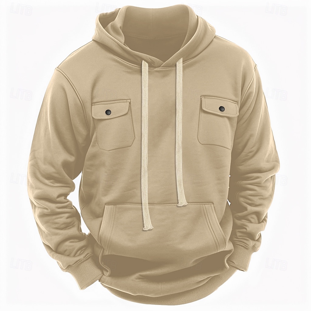 Hombre Sudadera Sudadera con capucha de lana Sudadera táctica con capucha Negro Verde Ejército Caqui Gris Ligero Gris Oscuro Con Capucha Plano Bolsillo Casual Diario Ropa de calle Básico Casual 2025 - $27.99 –P2