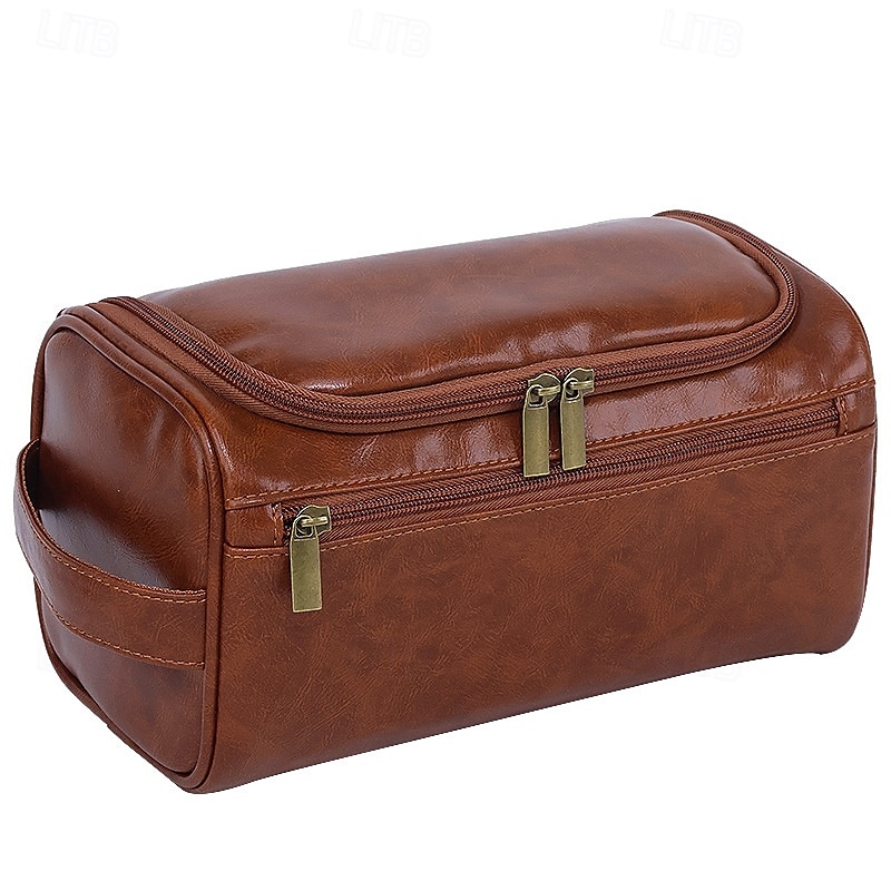 trousse de toilette pour homme de grande capacité, organisateur de voyage en PU imperméable, trousse de maquillage portable et simple, cadeau de fête des pères pour homme, pratique pour les affaires de 2025 ? $12.99 –P4