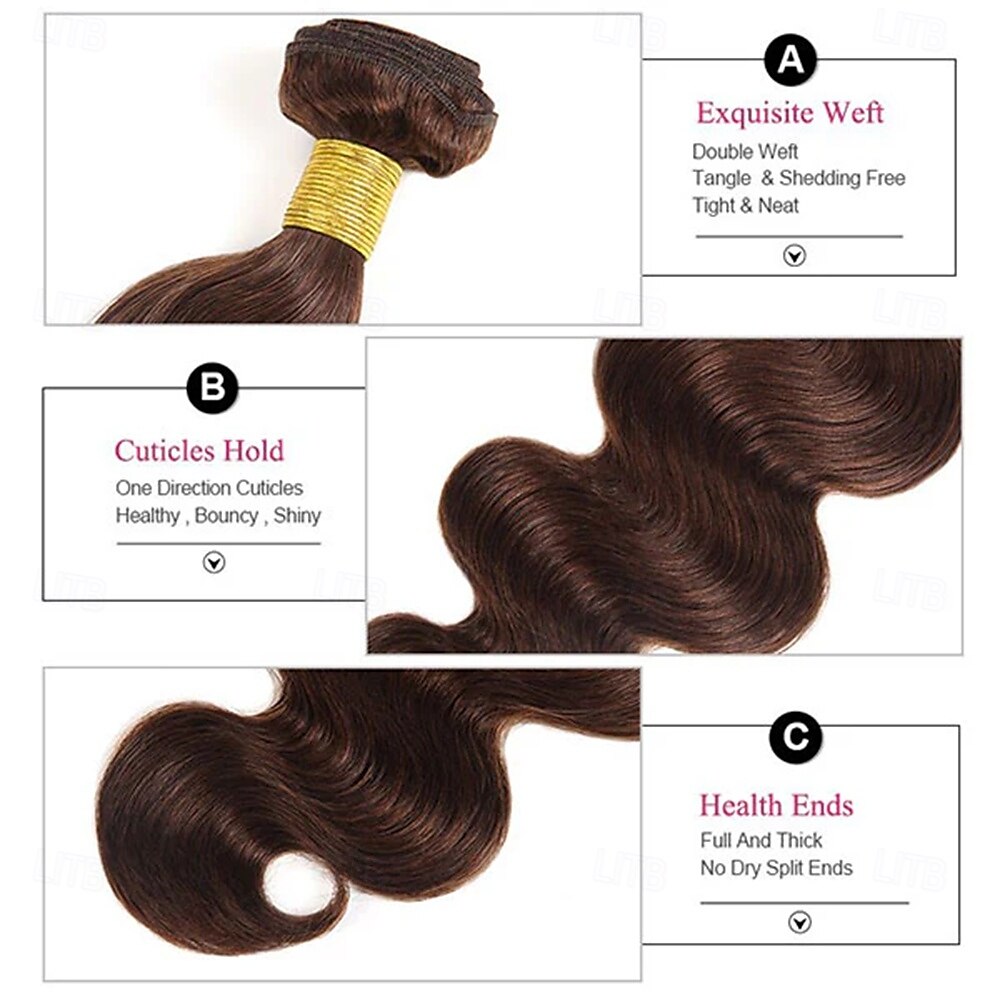 Extensions de cheveux humains ondulés brun foncé 12-24 pouces de 2025 ? $67.99 –P3