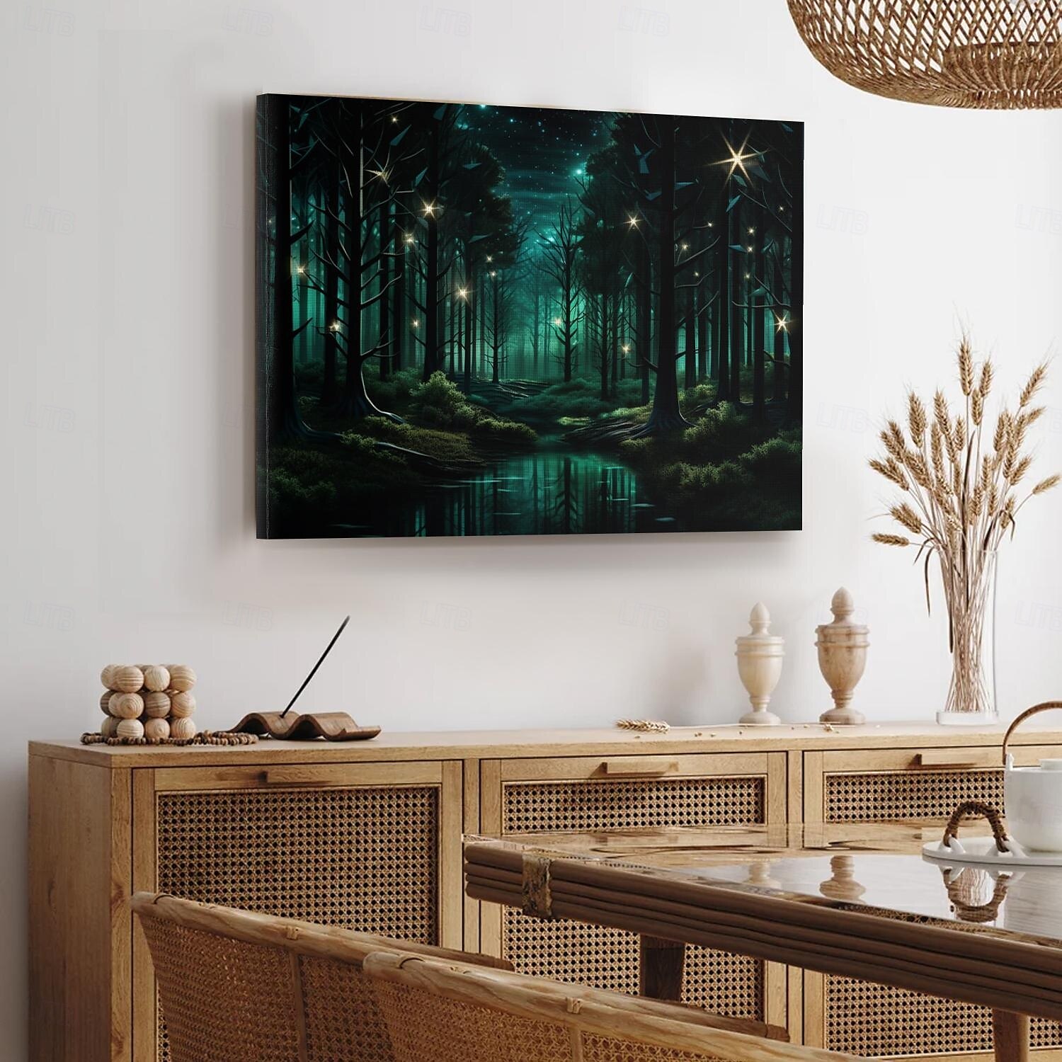 Forest Twinkle LED Canvas Wall Art Stained Glass Printing LED Lighted Up Wall Decor 2AA Battery Operated Lighted Canvas Print LED Light Kitchen Bedroom or Home Decor 2025 - $50.99 –P2