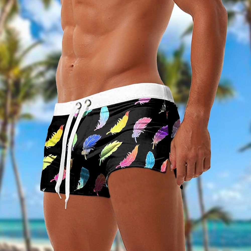 Per uomo Piume Colore abbagliante Costumi da bagno Pantaloncini da mare Pantaloncini da Surf Misura del girovita medio Moda Designer Surf Ferie Spiaggia Coulisse Tasca Elastico in vita progettista del 2026 a $7.49 –P1