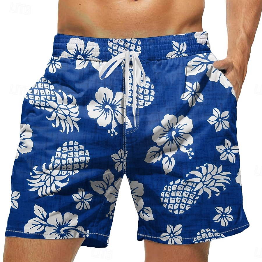 Men's Pineapple Tropical Flowers Swim Trunks Swim Shorts Board Shorts Mid Waist Tropical Streetwear Hawaiian Vacation Daily Holiday Drawstring Elastic Waist 3D Print Designer Clothing Apparel 2026 - $20.99 –P5