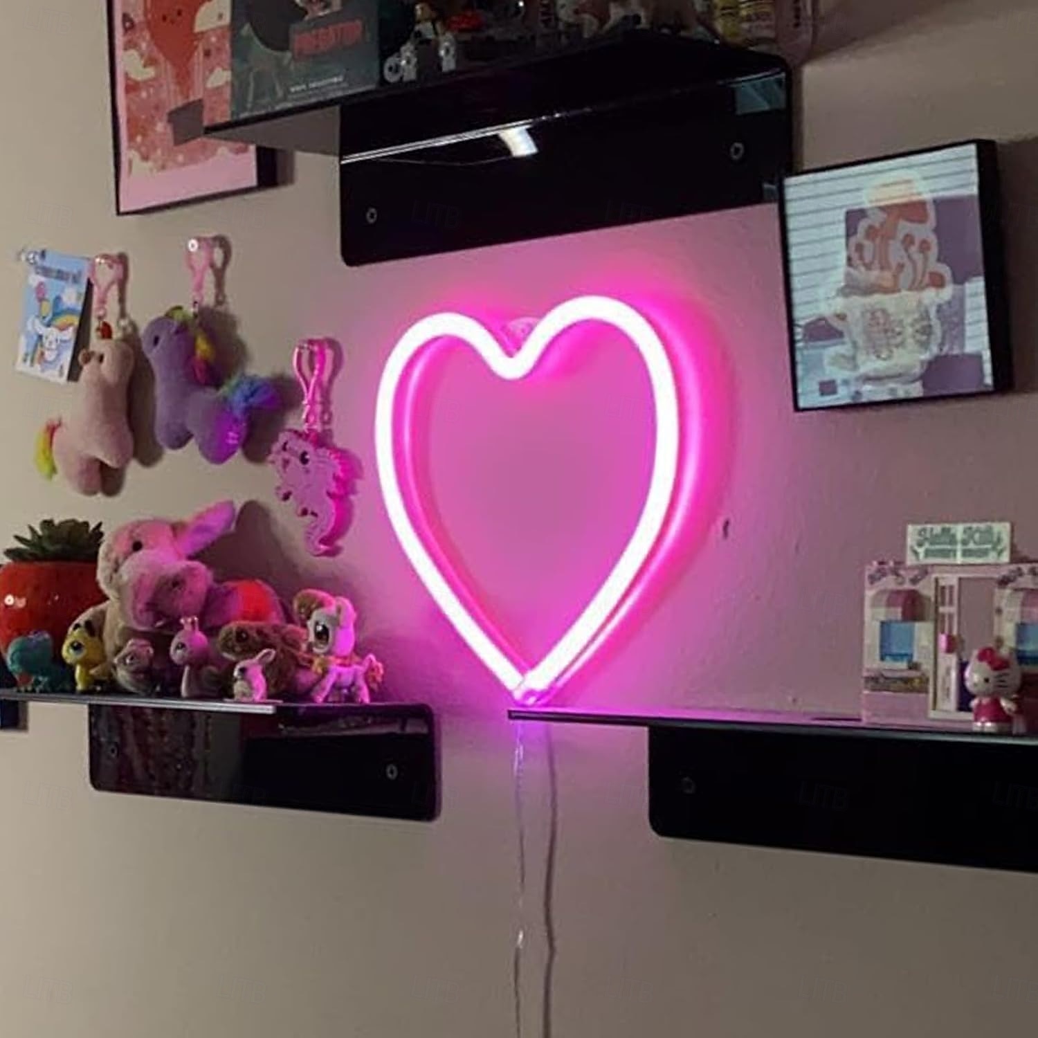rosa hjärta neonljus - led alla hjärtans dag  & festinredning perfekt för flickrum, sovsal, heminredning för bröllopsdagar 2025 - $22.99 –P3