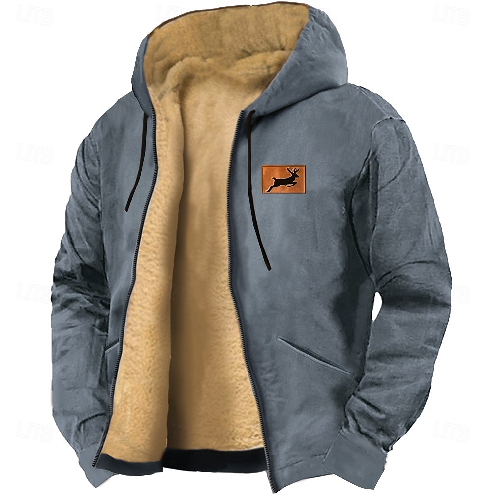 Pánské Jelen Kapuce Mikina Mikina na zip Mikina s kapucí Tričkový Módní 3D tisk Dovolená Streetwear Vodní modrá Hnědá Zapni Podzim Zima Návrhář 2025 - $49.99 –P5