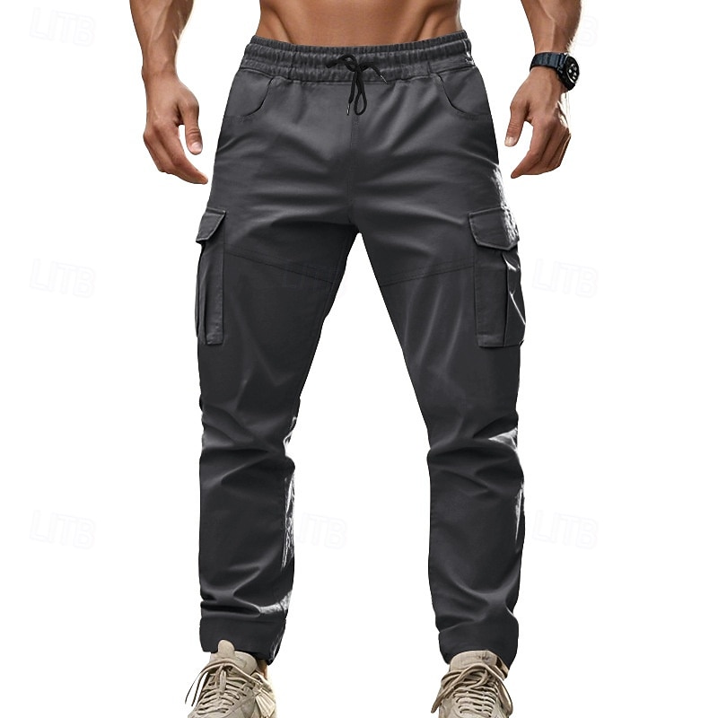 Men's Joggers Trousers Cargo Sweatpants Pocket Drawstring Elastic Waist Plain Comfort Sports Outdoor Daily Fashion Casual ArmyGreen Black Micro-elastic 2026 - $26.99 –P19