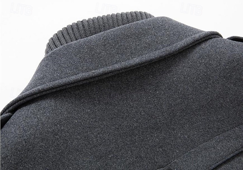 Hombre Abrigo de invierno Abrigo de lana Sobretodo Abrigo corto Exterior Trabajo Otoño invierno Lana Resistente al Viento Templado Ropa de calle Ropa Brasieres Esencial Color sólido Cuello enrollado 2025 - $88.99 –P9