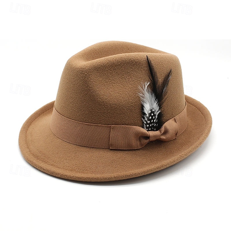 Men's Kentucky Derby Hat Sun Hat Cowboy Hat Fedora Trilby Hat Black Red Woolen Vintage Style Fashion 18th Century State of Texas Daily Theme Party Solid / Plain Color Sunscreen Cosplay 2025 - $10.99 –P2