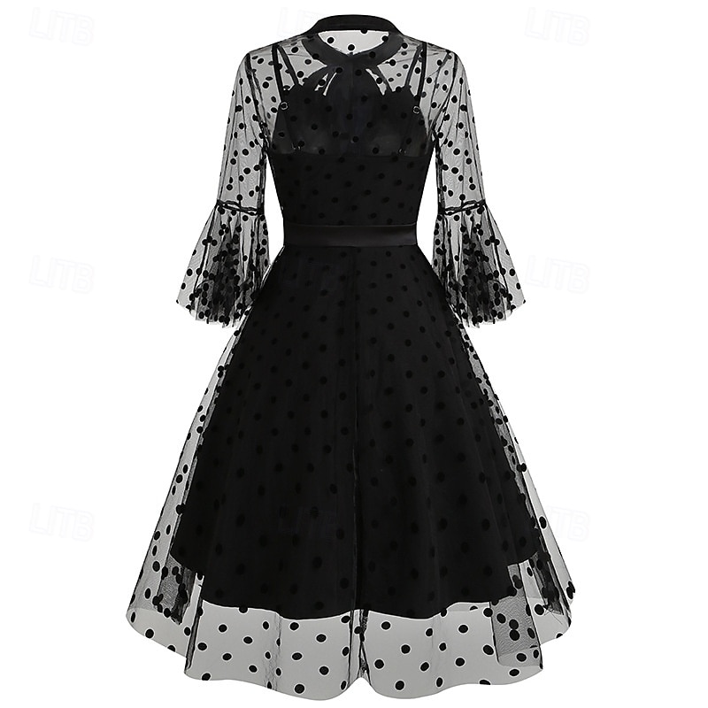 Elegantní Retro 50. léta Šaty Maškarní Výšivka Květiny Dámské Karneval Nový rok Plesová maškaráda Běžné / Denní loučení se svobodou nevěsty Dospělé Šaty 2025 - $48.99 –P12
