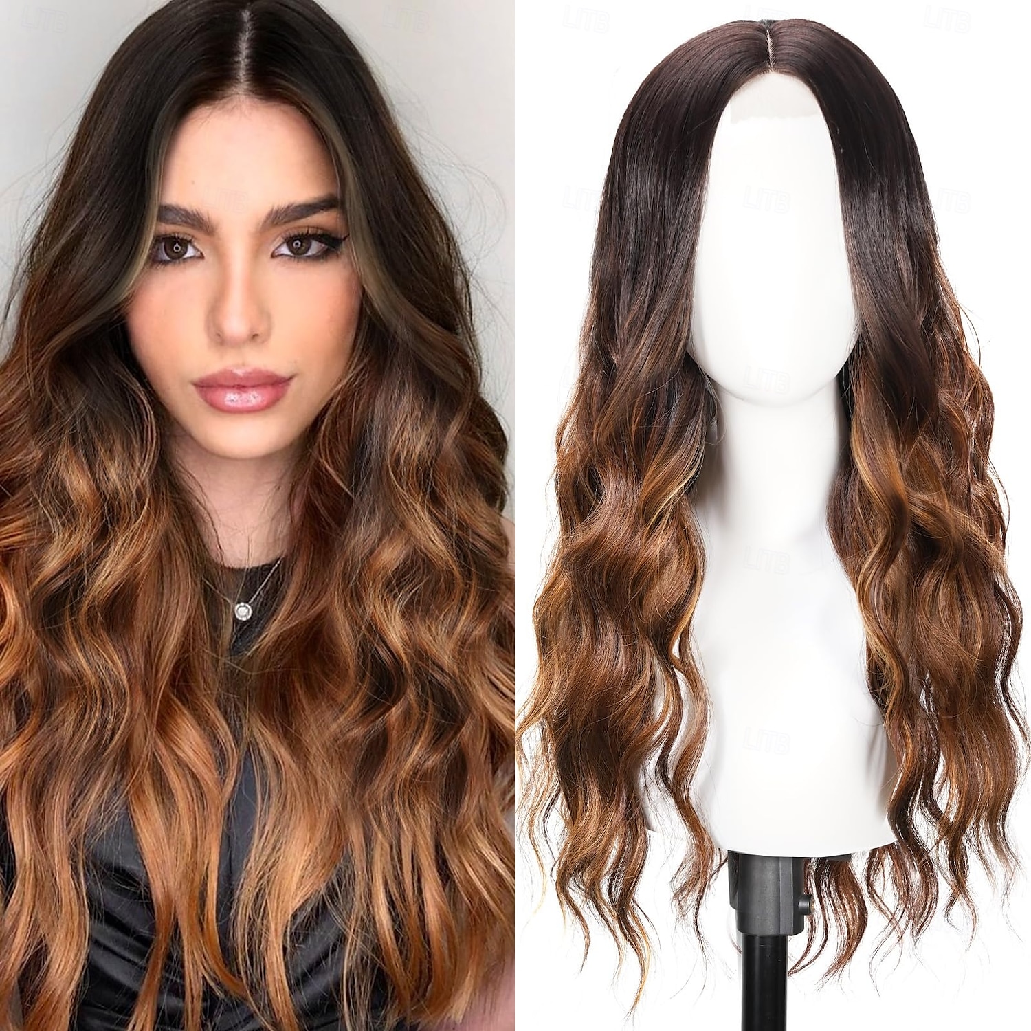 parrucca per donna parrucche lunghe ricce ondulate dall'aspetto naturale parrucca sintetica in fibra resistente al calore, parrucca con attaccatura dei capelli in pizzo per uso quotidiano cosplay del 2025 a $19.99 –P1