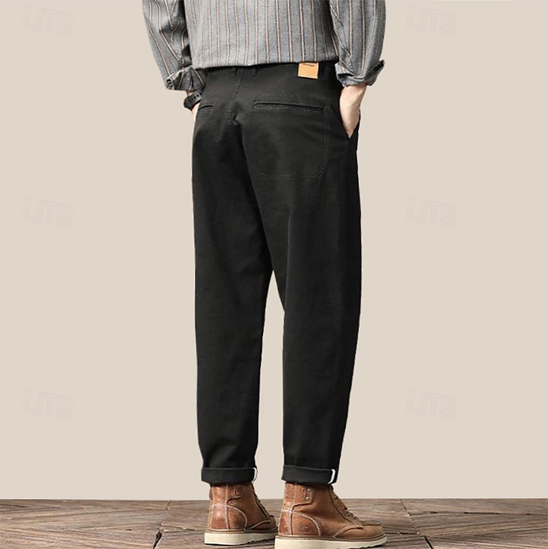 Per uomo Joggers Pantaloni a carota affusolati Tasca Tinta unica Lunghezza intera All'aperto Vacanza Feste Vacanza Vintage CachiA Nero Micro-elastico del 2025 a $44.99 –P17