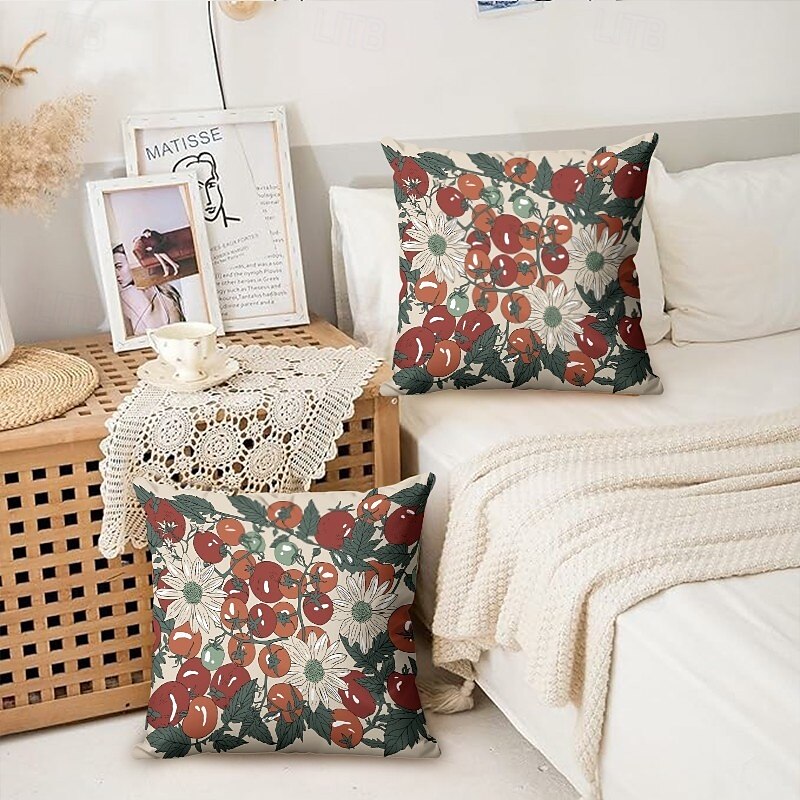 Housse de coussin décorative 1 pièce, housse de coussin carrée douce pour chambre à coucher, salon, canapé, chaise, tomates de 2025 ? $12.99 –P3