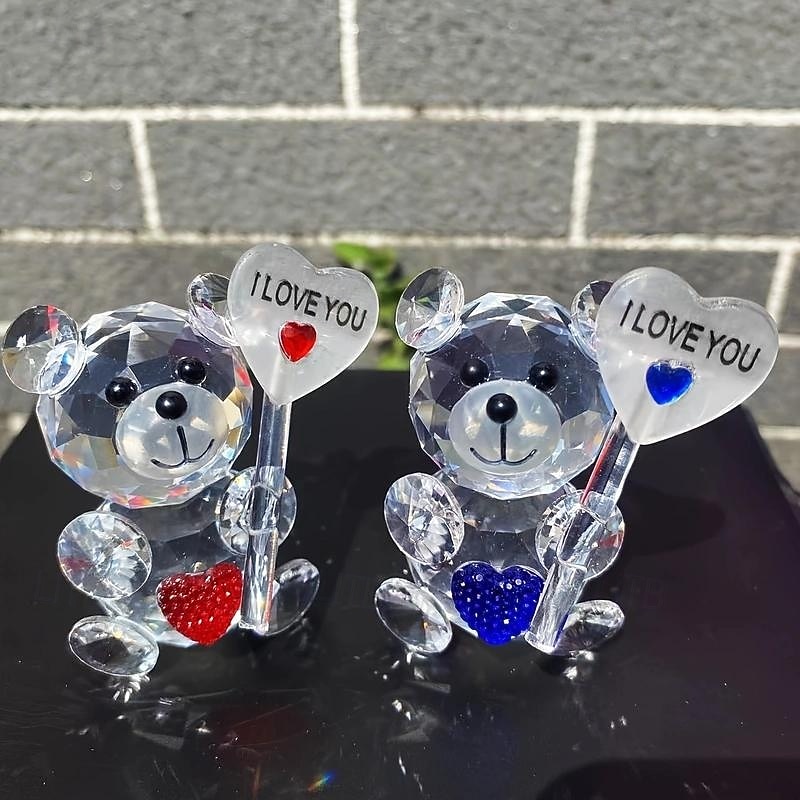 regali di San Valentino orsetto di cristallo con cuore - versatile decorazione per interni/esterni, perfetta per i compleanni & vacanze del 2025 a $7.99 –P2