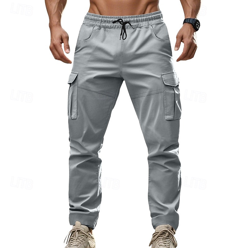 Men's Joggers Trousers Cargo Sweatpants Pocket Drawstring Elastic Waist Plain Comfort Sports Outdoor Daily Fashion Casual ArmyGreen Black Micro-elastic 2026 - $26.99 –P16