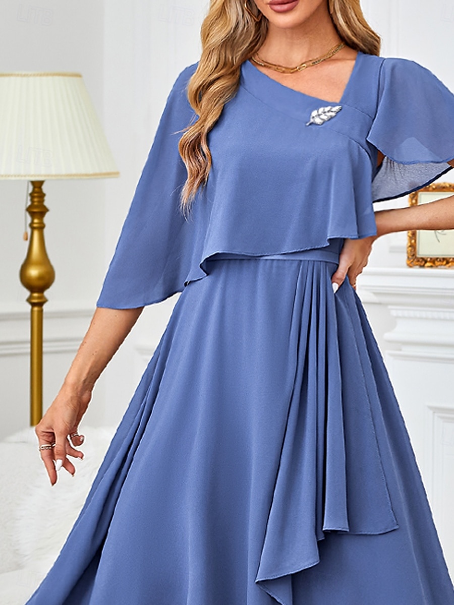 Femme Robe Trapèze A Volants Etincelant Demi Manches robe demoiselle d honneur Soirée Cocktail Bleu de 2025 ? $49.99 –P5