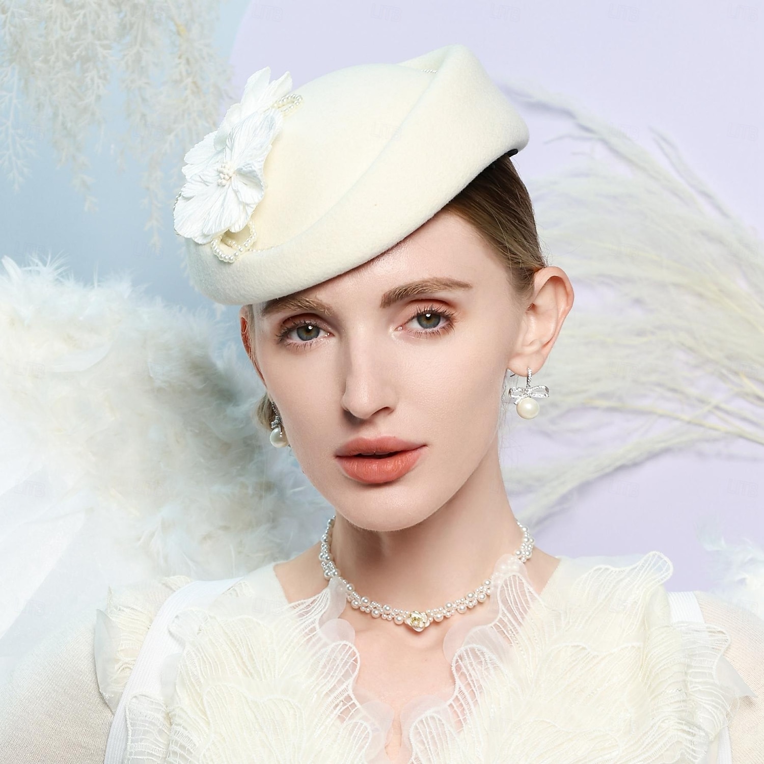 hoed 100% Wol Damesbaret Bruiloft Teaparty Elegant Bruiloft Met Nep Parel Bloemen Helm Hoofddeksels 2026 - $45.99 –P3