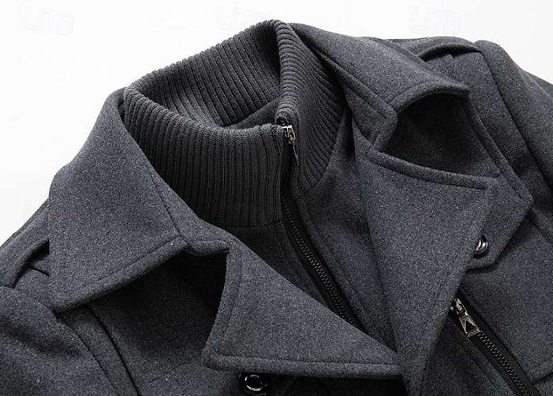 Hombre Abrigo de invierno Abrigo de lana Sobretodo Abrigo corto Exterior Trabajo Otoño invierno Lana Resistente al Viento Templado Ropa de calle Ropa Brasieres Esencial Color sólido Cuello enrollado 2025 - $88.99 –P10