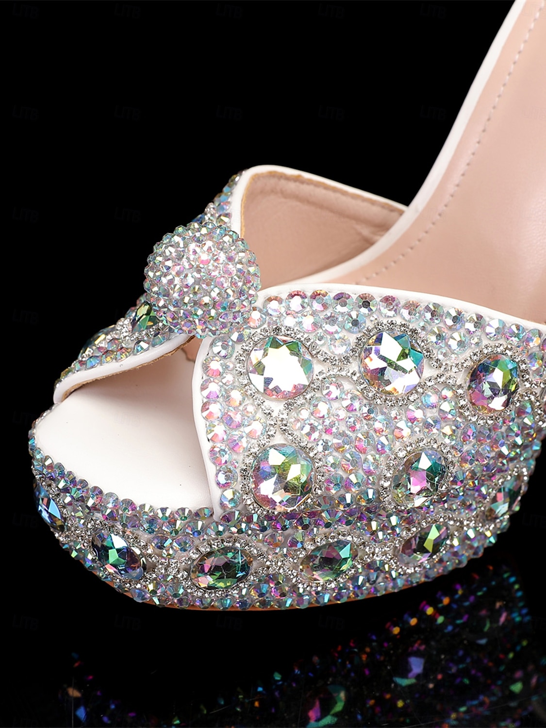 Women's Glamorous Crystal-Embellished Platform Sandals with Ankle Strap | Perfect for Weddings and Special Occasions 2025 - $89.99 –P7