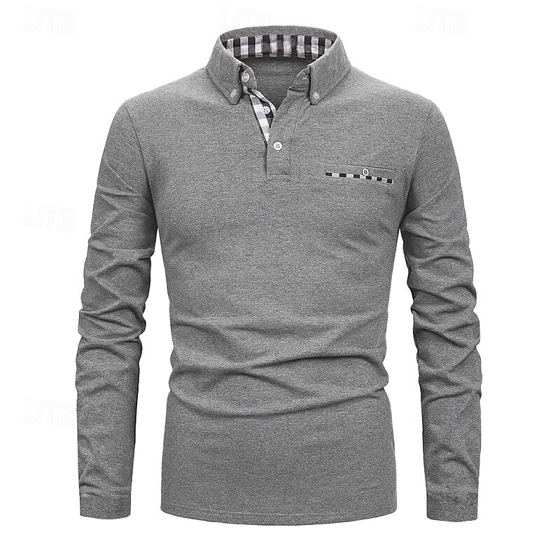 Herren Golfhemd Golf Poloshirts Arbeit Casual Kargen Langarm Basic Modern Farbblock Patchwork Knopf Frühling & Herbst Regular Fit Königliches Blau Blau Dunkelgrau Khaki Hellgrau Hellblau Golfhemd 2025 - $25.99 –P11