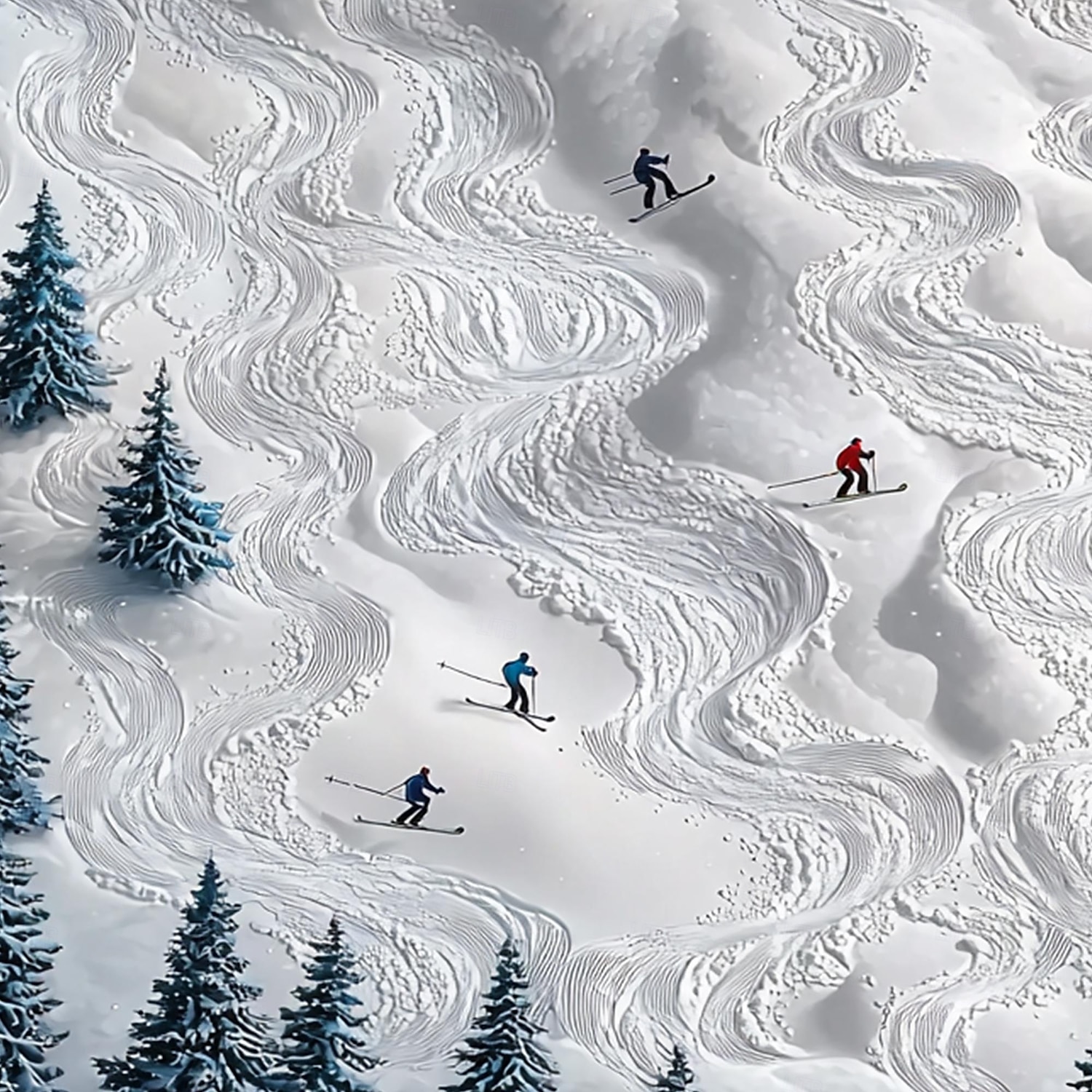 Handmade Original Skiing Painting Oil Painting On Canvas Abstract Texture Winter Landscape Painting Wall Art for Home Decor With Stretched Frame/Without Inner Frame Painting 2025 - $139.99 –P7