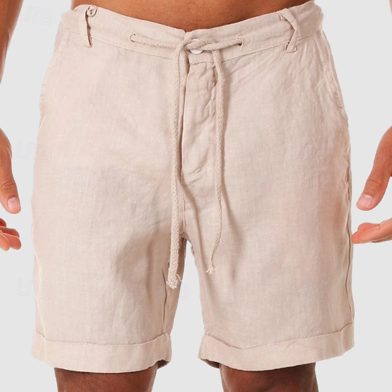 Homens Calção Shorts de linho Shorts de verão Shorts de praia Botões Bolsos Com Cordão Tecido Respirável Comprimento do joelho Ao ar livre Diário Para Noite Moda Estilo Clássico Branco Azul Marinha de 2025 por $17.99 –P5