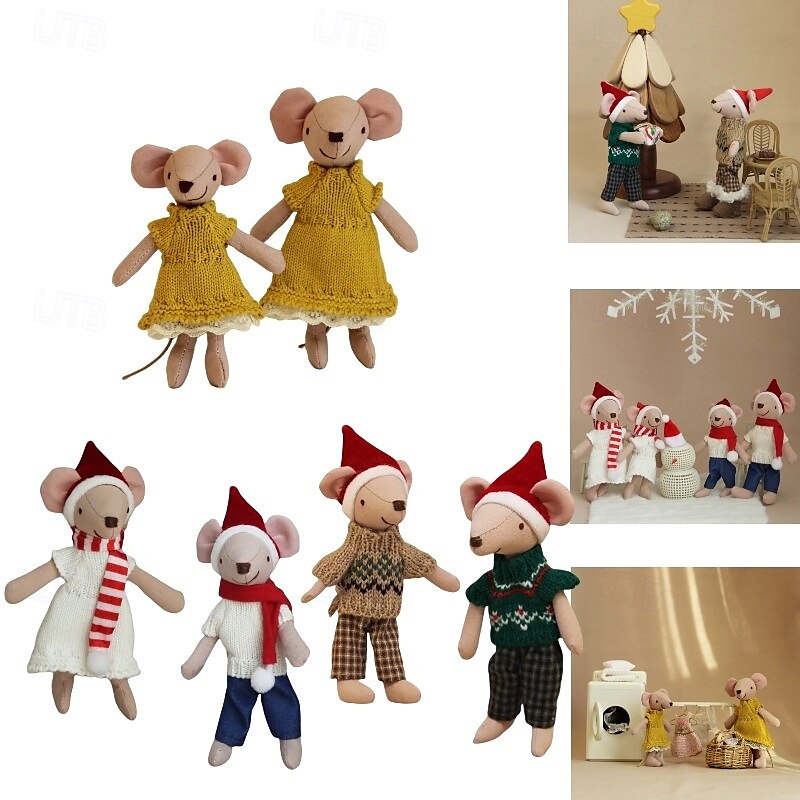 waldorf pop accessoires handgemaakte zachte baby muis meisje begeleiden lappenpoppen verjaardagscadeau gebreide pop schattige meisjes pluche pop knuffel gepersonaliseerde geweven poppenset 2025 - $31.99 –P1