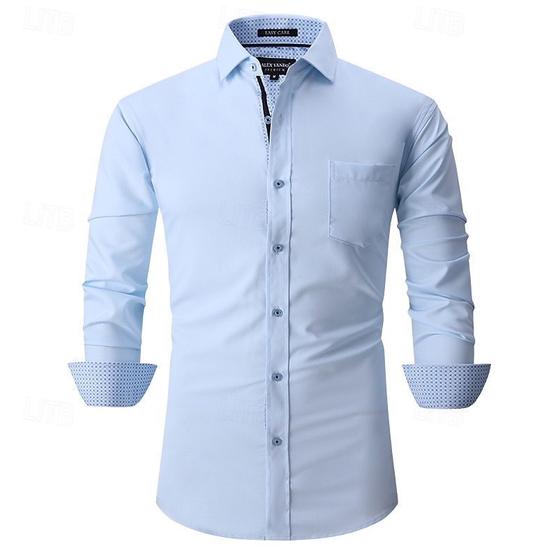 Men's Shirt Dress Shirt Button Up Shirt Plain Wedding Party Black White Pink Wine Long Sleeve Lapel Spring &  Fall Clothing Apparel 2025 - GBP £29 –P4