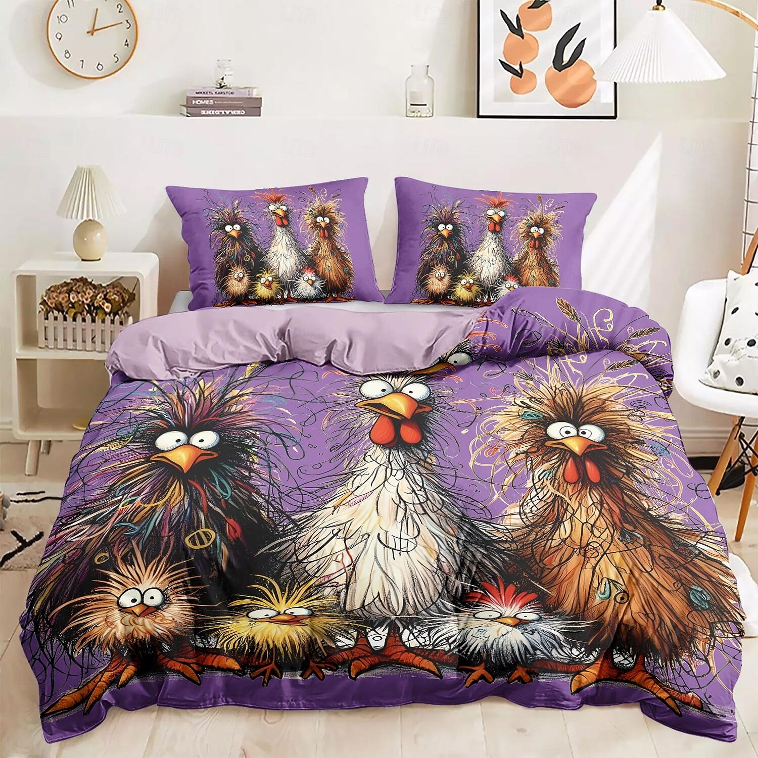 Rooster Funny Duvet Cover Set 100% Cotton Soft and Comfortable Bedding Set with Fun Rooster Print Cozy and Stylish Perfect for Bedroom Decor Easy Care and Machine Washable 2025 - $60.99 –P18