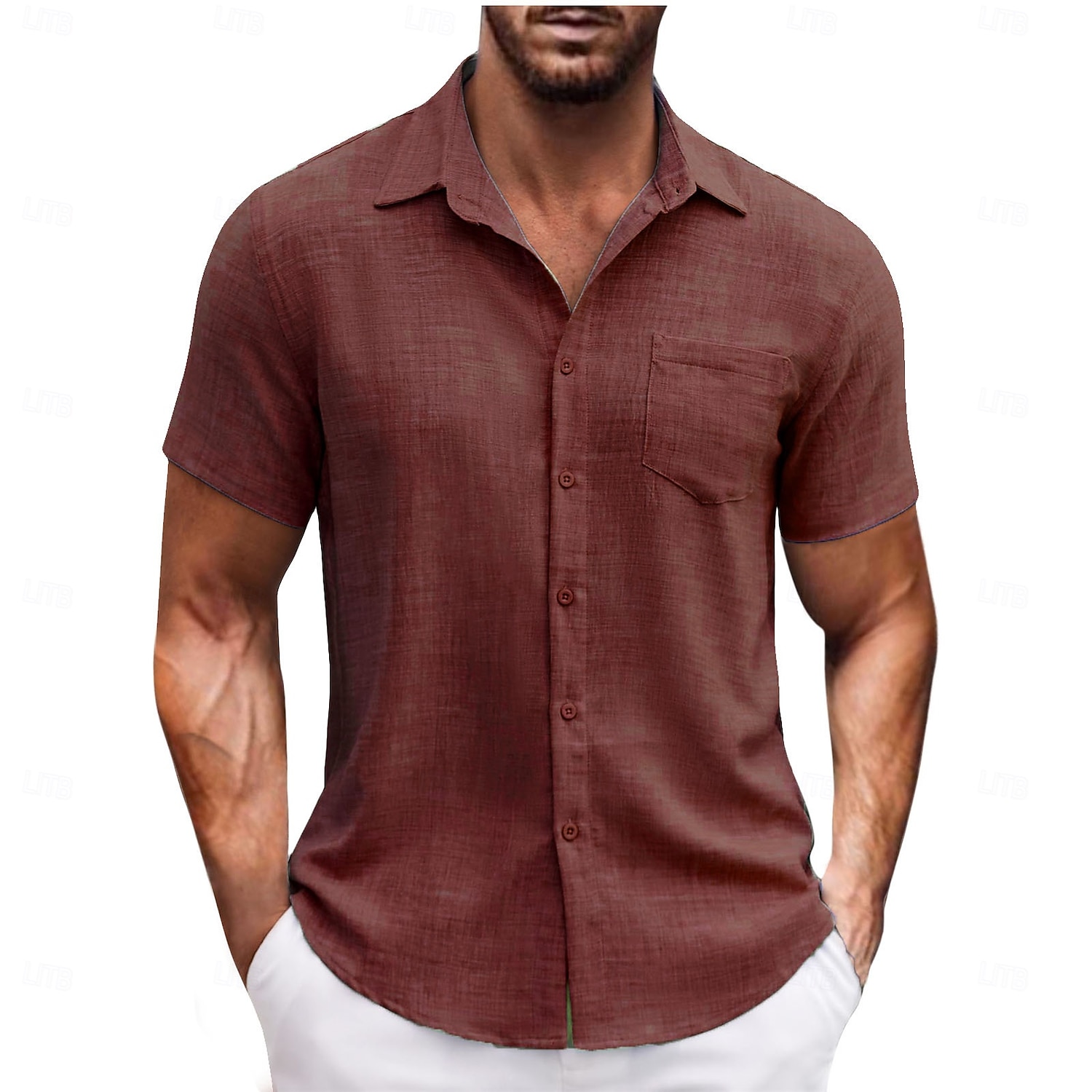 Men's Shirt Summer Shirt Casual Shirt Beach Shirt Button Up Shirt Black Navy Blue Dark Green Brown Light Grey Short Sleeve Plain Vacation Daily Clothing Apparel Fashion Casual Comfortable 2026 - $25.99 –P10