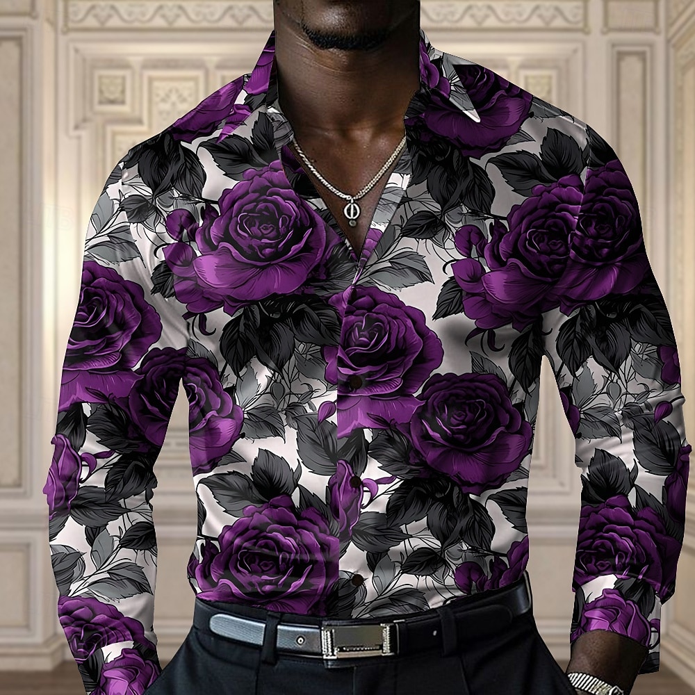 Per uomo Rosa Maglietta informale Camicia con bottoni Manica lunga Moda Casual Feste Informale Primavera Autunno Collo ripiegabile Abbottonare Giallo Rosso Blu Viola del 2025 a $27.99 –P2