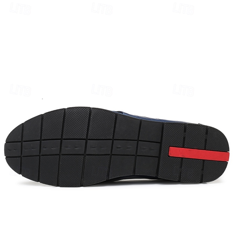 Freizeit-Schnürschuhe aus Kunstleder für Herren – stylische blaue und schwarze Low-Top-Sneaker mit rutschfester Sohle für den Alltag und halbformelle Anlässe 2025 - $46.99 –P4