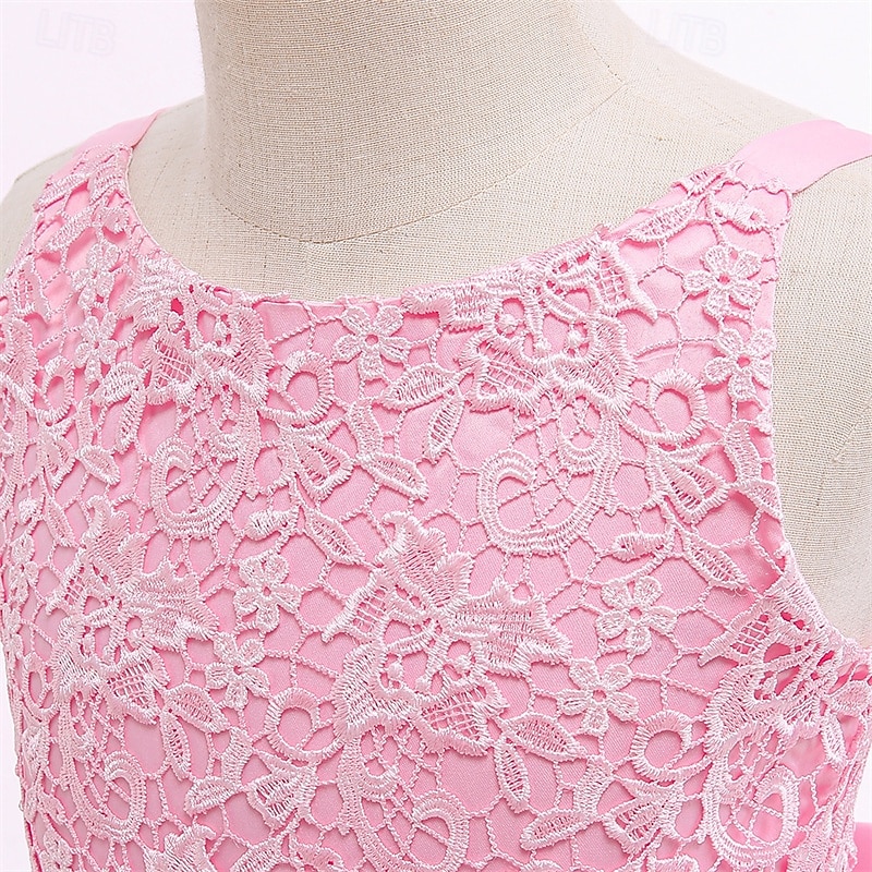 Vestido para Meninas das Flores Crianças Para Meninas Vestido de princesa Espetáculo Casamento Festa Elegante Lindo Com Transparência Côr Sólida Sem Manga Gola Redonda Branco Rosa 4 anos + de 2025 por $42.99 –P13
