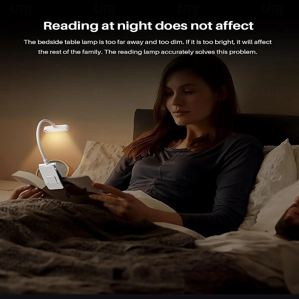 Rechargeable Aluminum Reading Light - 3 Colors, 3 Brightness Levels, Clip-On Mini Book Light, Anti-Blue Light, Flexible Bendable Design for Bedside, Study, and Nighttime Reading 2025 - $43.99 –P6