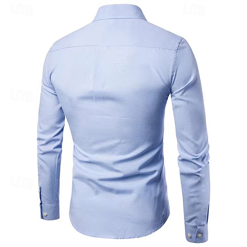 Herren Hemd Oberhemd Knopfhemd Glatt Hochzeit Party Schwarz Weiß Rosa Marineblau Langarm Kargen Frühling & Herbst Bekleidung Tasche 2025 - $19.99 –P14