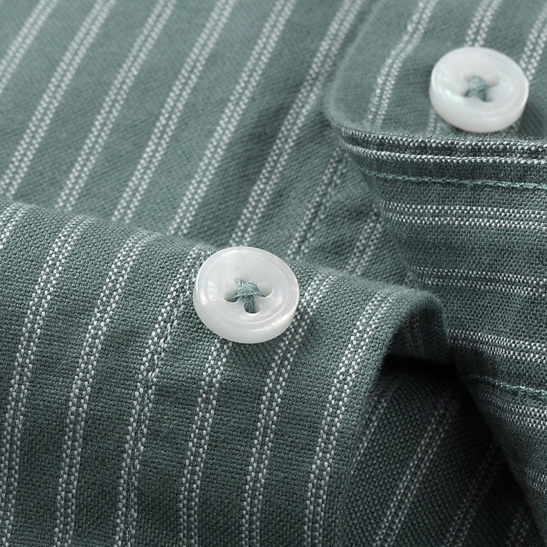 Per uomo Camicia a righe Nero Blu Verde Grigio chiaro Manica Lunga A righe Colletto a Camicia Scuola Matrimonio Abbigliamento 100% Cotone Vacanza Vintage Neutro Moda del 2025 a $26.99 –P11