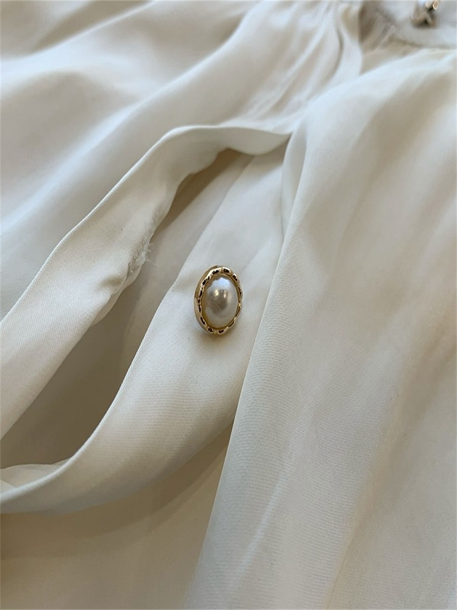 Dame Skjorte Helfarge Elegant Stilfull Fritid Langermet Høyhalset Vanlige topper Arbeid Daglig Ut på byen Svart Blå Kakifarget Beige Sommer Vår Høst 2025 - $39.99 –P11