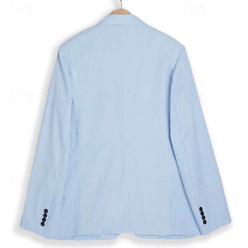 בגדי ריקוד גברים ז'קט בלייזר חתונה בחוף הים חתונה יום יומי\קז'ואל אופנתי יום יומי כל העונות פוליאסטר אחיד בסיסי חזה יחיד כפתור יחיד בְּלֵיזֶר כחול סקיי 2026 - $75.99 –P5