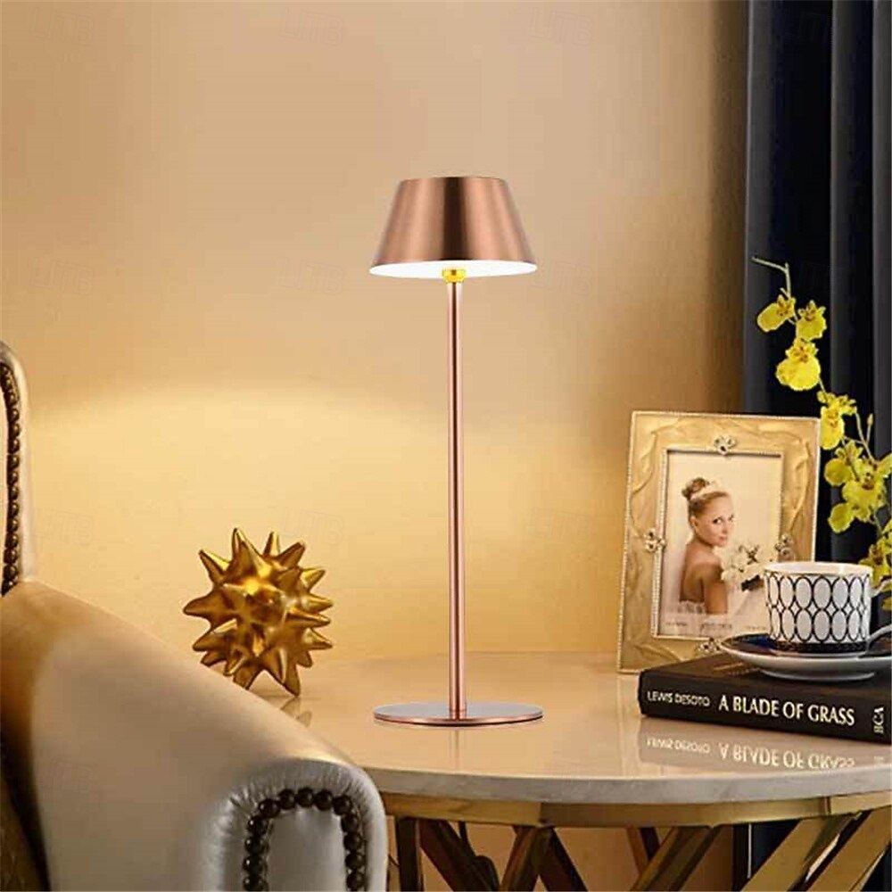 luxusní led kovová stolní lampa - usb nabíjecí noční stolek noční světlo do domácí obývací ložnice 1ks 2025 - $45.99 –P6