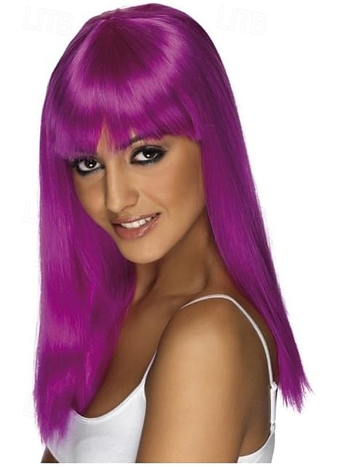 peruca roxa neon com franja para carnaval de 2025 por $29.99 –P1